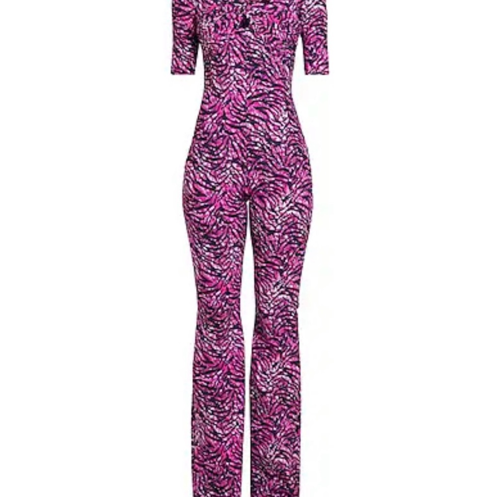 Chiara Boni La Petite Robe Fuchsia Pink Animal Print Jumpsuit 38/2